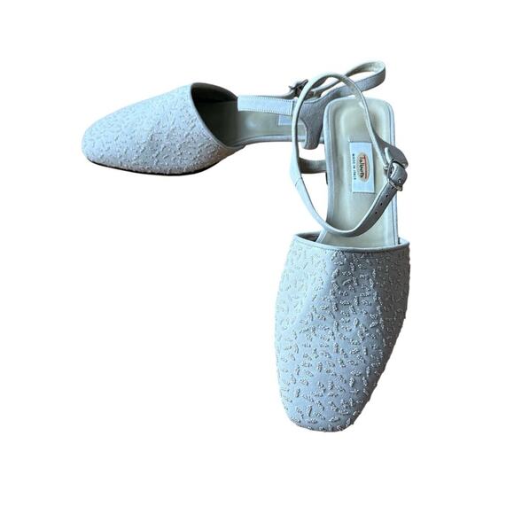 Talbots Beaded Flat Shoe Cream White Size 10M Wedding Mature Mother Bride Formal - Picture 9 of 10